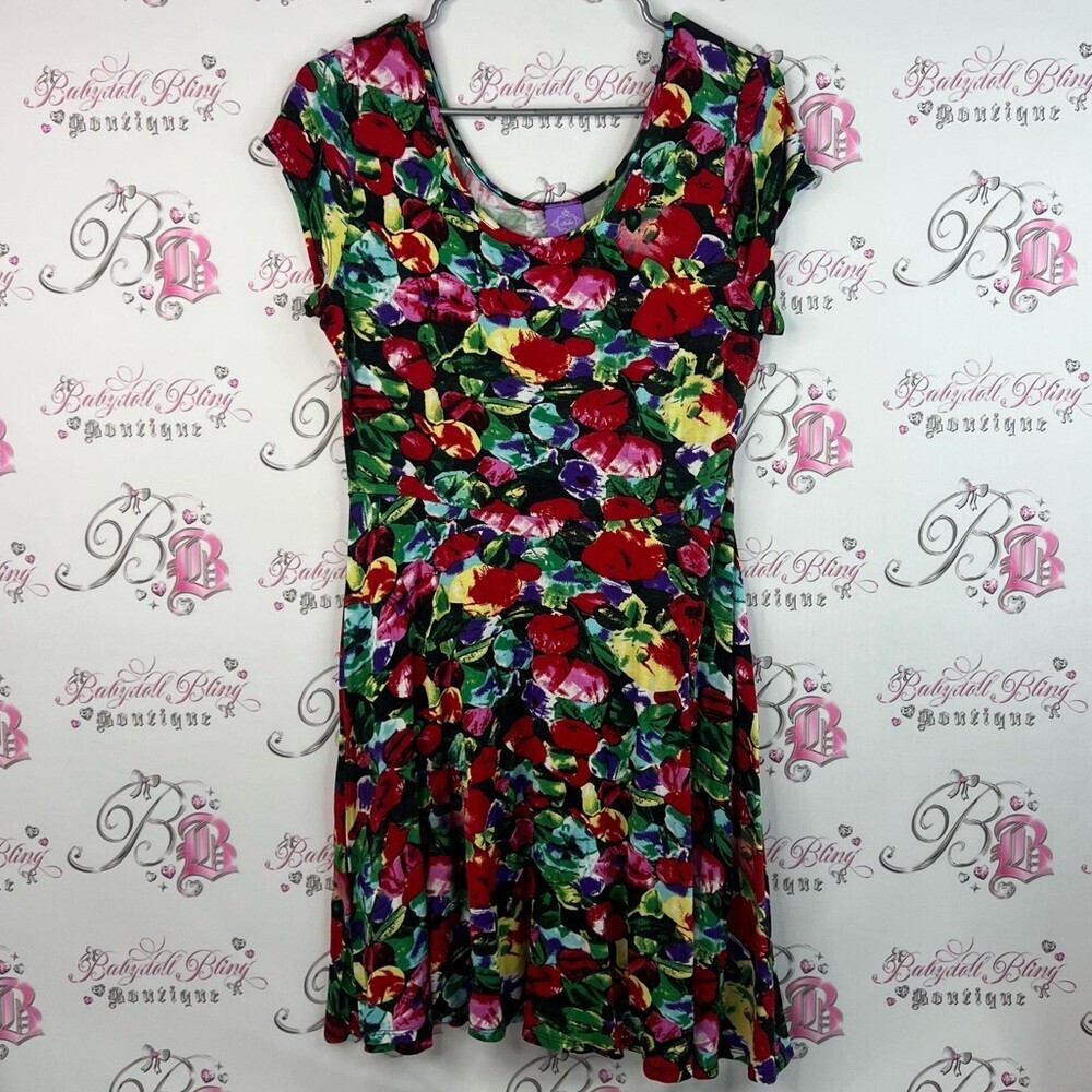 Jolie dress flowers multicolor rainbow flowy dress Vibrant Floral  Dress